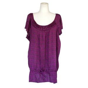 Mandala Print Top Womens Size 2X by Route 66 Purple Magenta
